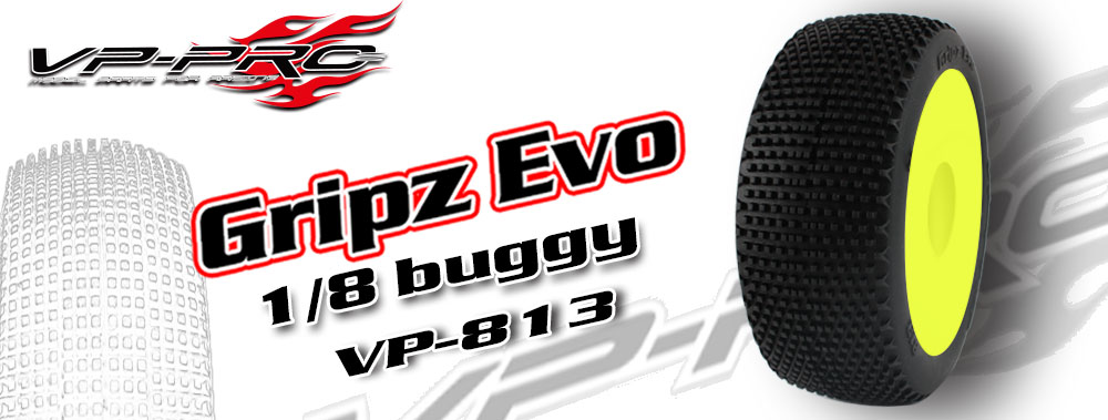 VP-Pro Gripz Evo 1/8 Buggy Tires Pre-Mounted Dish Wheels Proline Hole Shot P1